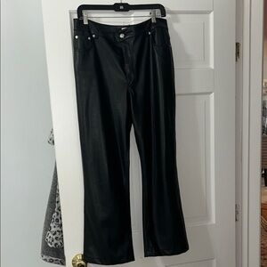 zara Black Faux Leather Wide-Leg Pants